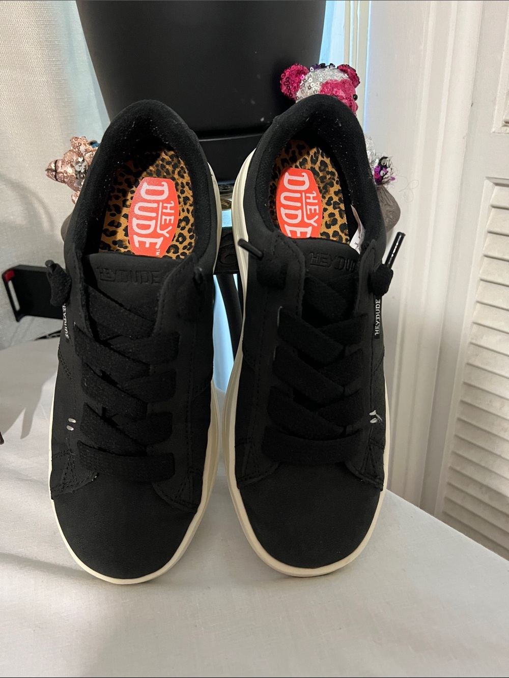 Hey Dude Black Sneakers with Cream Soles